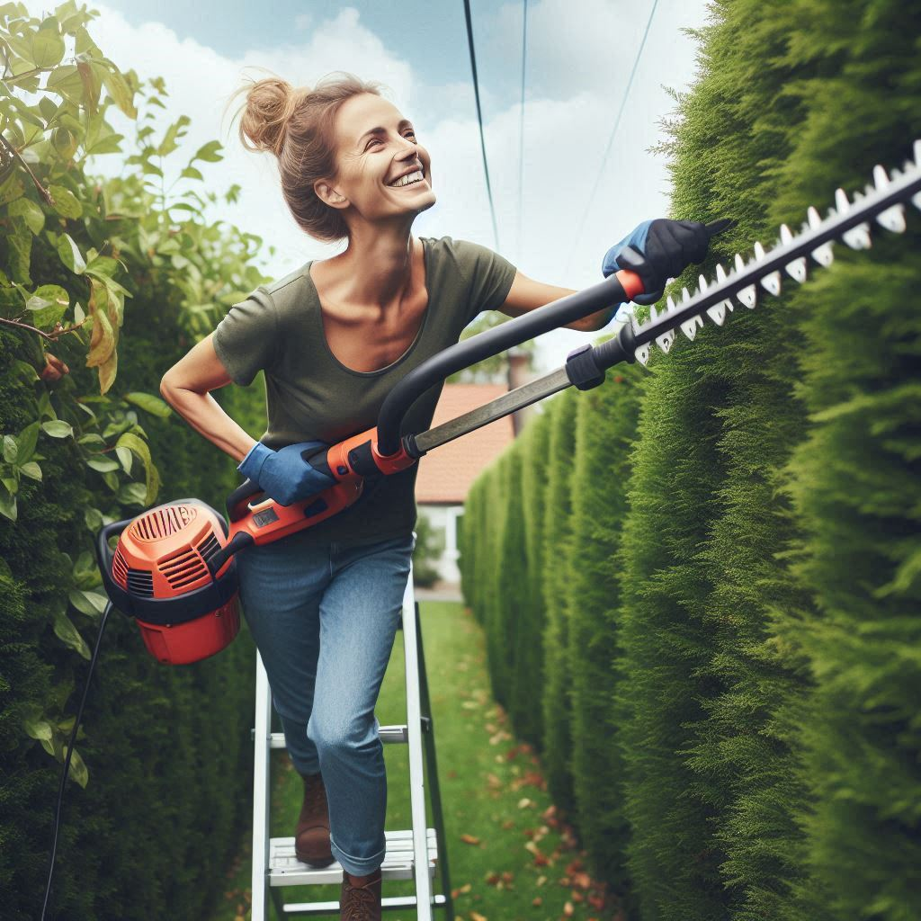 our employee hedge trimming